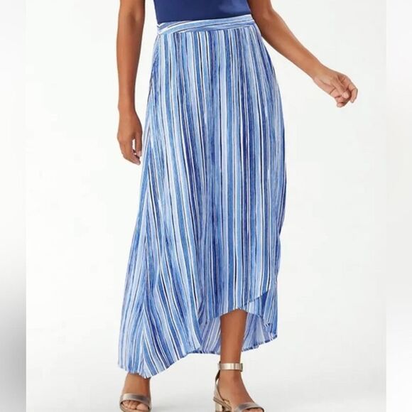 Tommy Bahama Blue Wrap Midi Skirt - 10 - Picture 2 of 11
